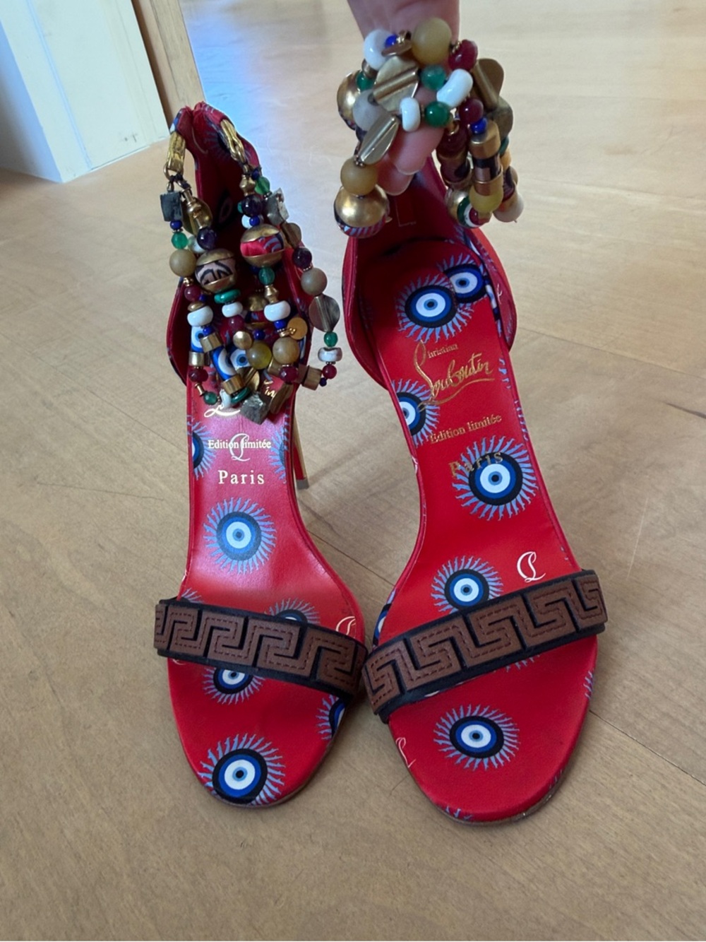 Christian Louboutin Red Satin Limited Edition Konstantinella Heels 38